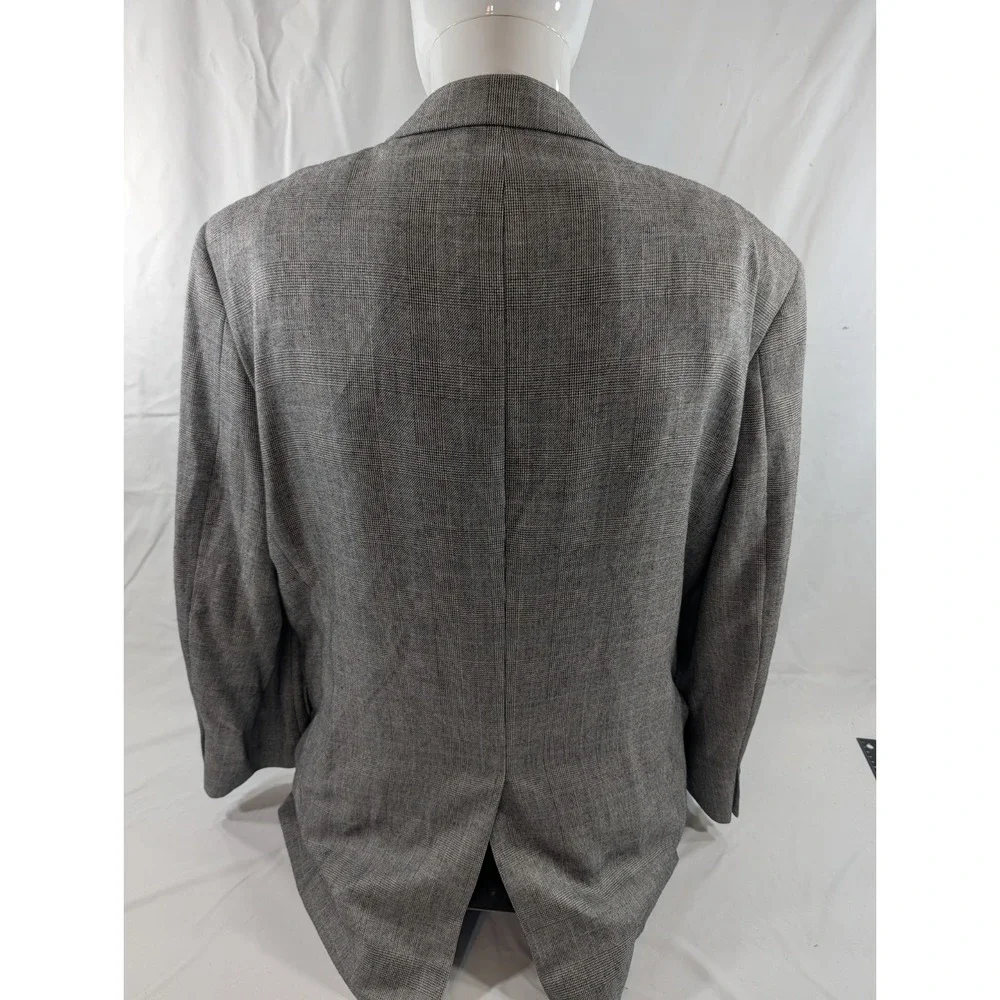 Jos. A. Bank Blazer Coat‎ Suit Jacket Silk Camelhair Glenn Check Plaid 46L 50